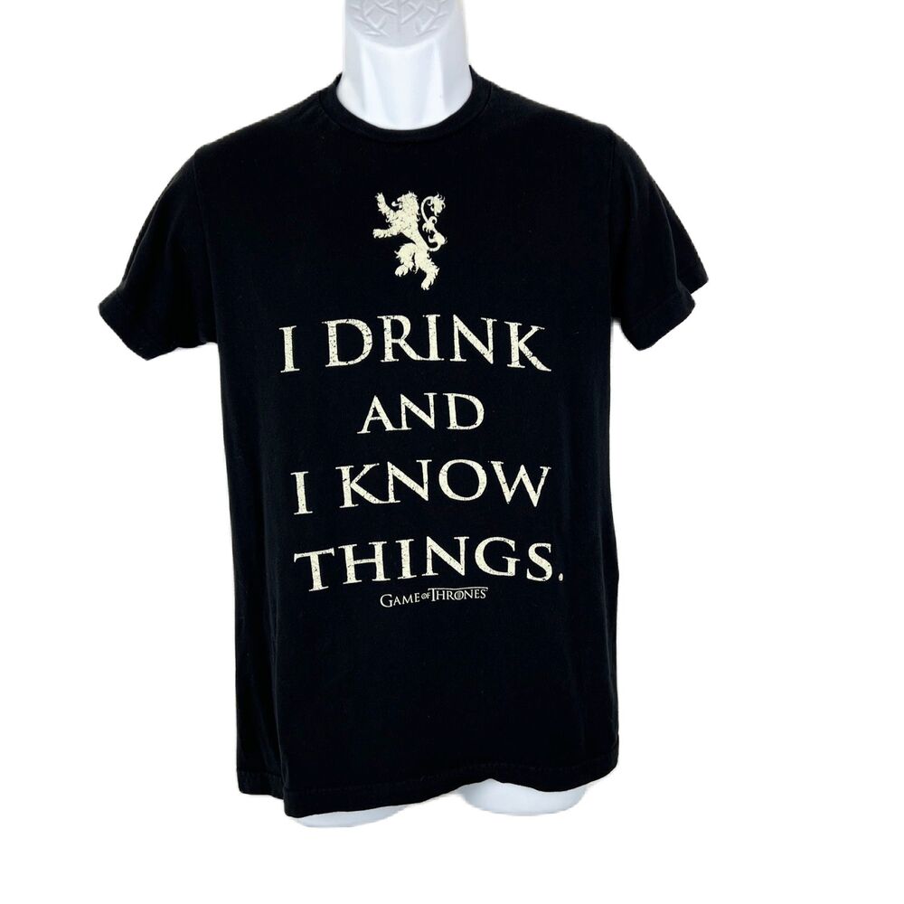 Game of Thrones Shirt Men Small Black Short Sleeve TV Show Quote Casual Tee